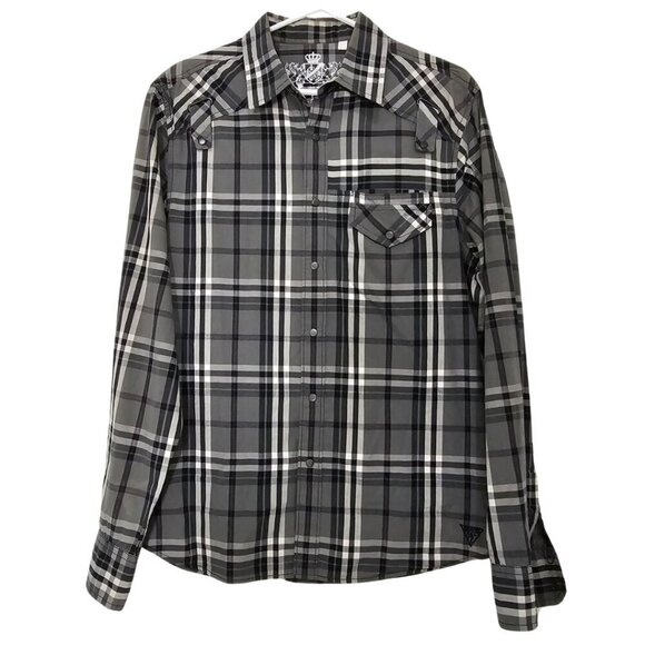 Guess Men's Plaid Long Sleeved Dress Shirt, Size L - Picture 1 of 15